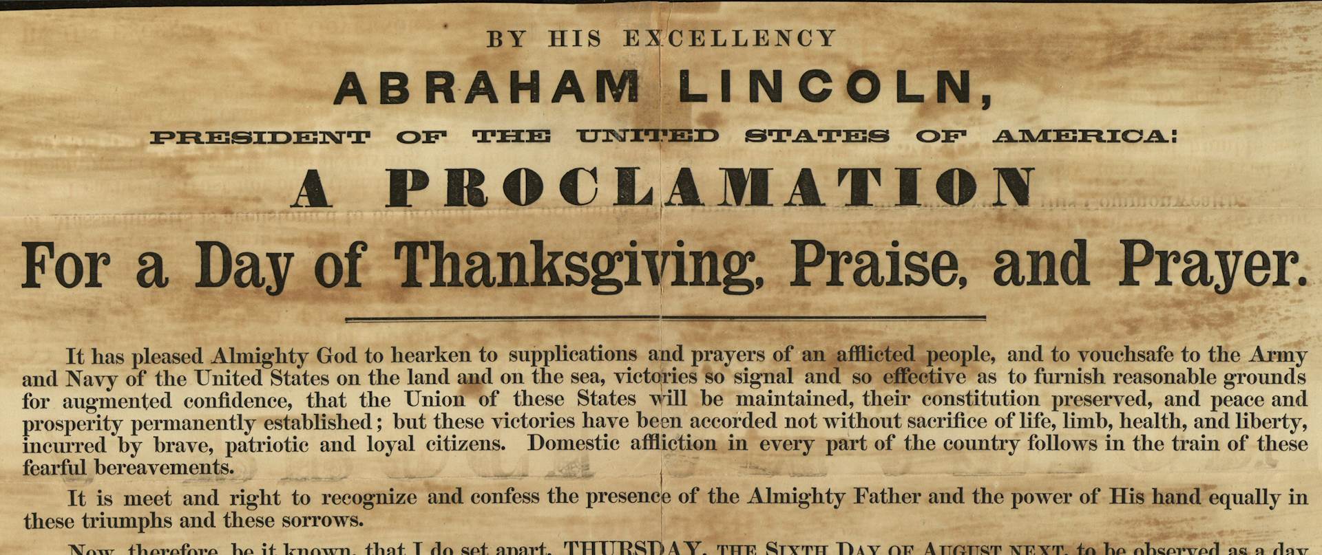 Abraham Lincoln’s Proclamation of Thanksgiving 1863